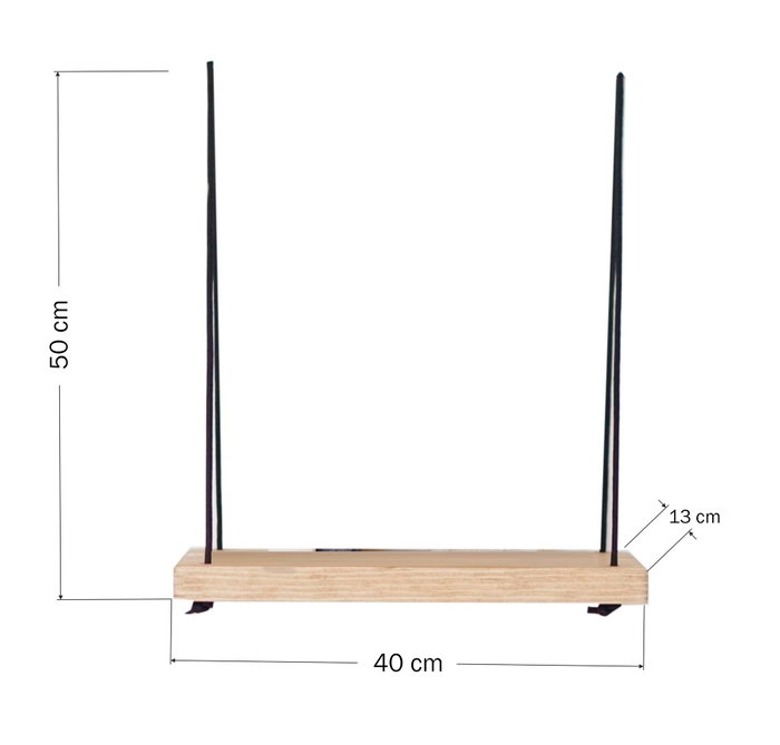 Hanah Home Estantería de Pared de Madera de Abeto en Nogal con Detalles de Cuerda